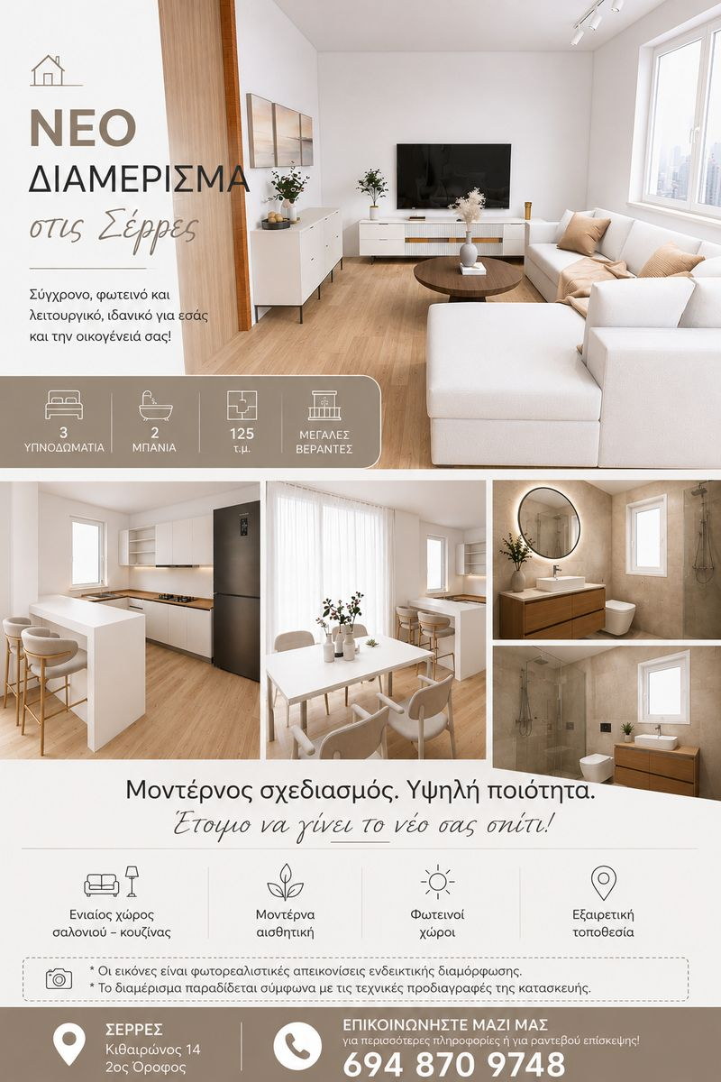 10-8483568 ΝΕΟΔΜΗΤΟ ΔΙΑΜΕΡΙΣΜΑ ΤΡΙΑΡΙ